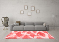 Machine Washable Abstract Red Modern Rug, wshabs1111red