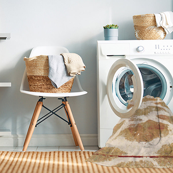 Machine Washable Abstract Orange Rug in a Washing Machine, wshabs1111