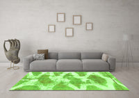 Machine Washable Abstract Green Modern Rug, wshabs1111grn