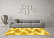 Machine Washable Abstract Yellow Modern Rug in a Living Room, wshabs1111yw