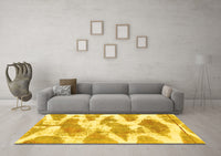 Machine Washable Abstract Yellow Modern Rug, wshabs1111yw