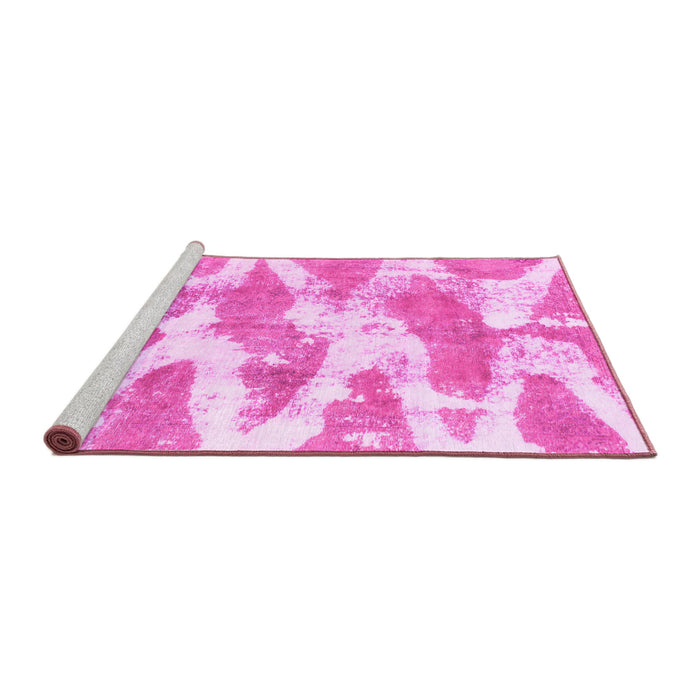 Sideview of Machine Washable Abstract Pink Modern Rug, wshabs1111pnk