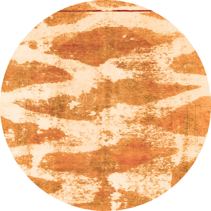 Round Machine Washable Abstract Orange Modern Area Rugs, wshabs1111org