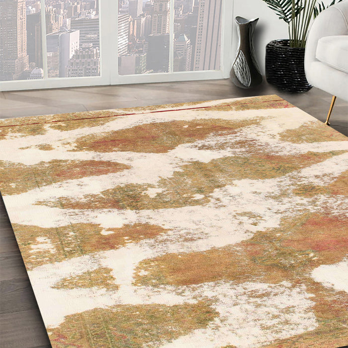 Round Abstract Orange Modern Rug in a Office, abs1111