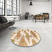 Round Machine Washable Abstract Orange Rug in a Office, wshabs1111