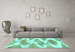 Machine Washable Abstract Turquoise Modern Area Rugs in a Living Room,, wshabs1111turq