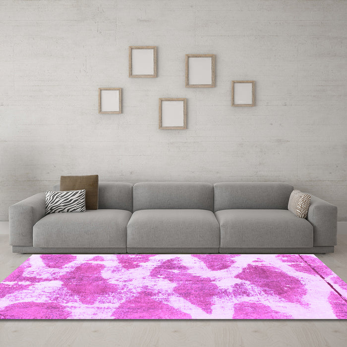 Machine Washable Abstract Purple Modern Area Rugs in a Living Room, wshabs1111pur