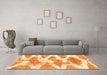 Machine Washable Abstract Orange Modern Area Rugs in a Living Room, wshabs1111org