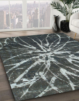 Abstract Gray Modern Rug in Family Room, abs1112
