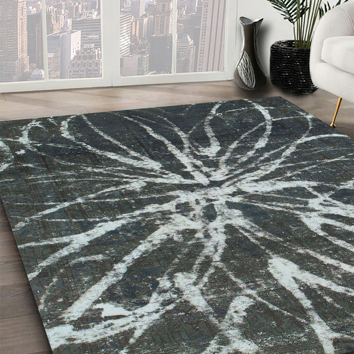 Machine Washable Abstract Grey Gray Rug in a Family Room, wshabs1112