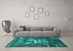 Machine Washable Abstract Turquoise Modern Area Rugs in a Living Room,, wshabs1112turq
