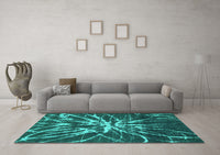 Machine Washable Abstract Turquoise Modern Rug, wshabs1112turq