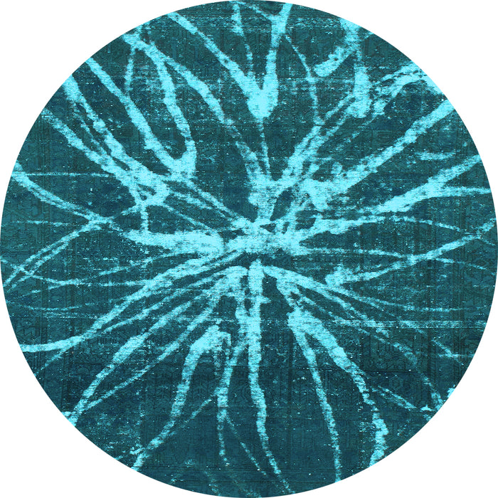 Round Abstract Light Blue Modern Rug, abs1112lblu