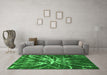 Machine Washable Abstract Green Modern Area Rugs in a Living Room,, wshabs1112grn