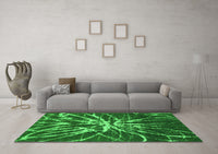 Machine Washable Abstract Green Modern Rug, wshabs1112grn