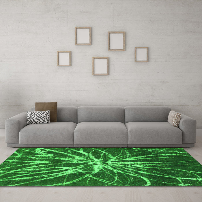 Machine Washable Abstract Green Modern Area Rugs in a Living Room,, wshabs1112grn