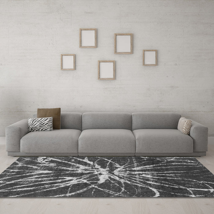Machine Washable Abstract Gray Modern Rug in a Living Room,, wshabs1112gry