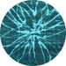 Round Machine Washable Abstract Light Blue Modern Rug, wshabs1112lblu