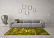 Machine Washable Abstract Yellow Modern Rug in a Living Room, wshabs1112yw