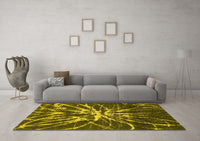 Machine Washable Abstract Yellow Modern Rug, wshabs1112yw