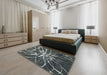 Machine Washable Abstract Grey Gray Rug in a Bedroom, wshabs1112