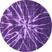 Round Machine Washable Abstract Purple Modern Area Rugs, wshabs1112pur