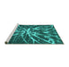 Sideview of Machine Washable Abstract Turquoise Modern Area Rugs, wshabs1112turq