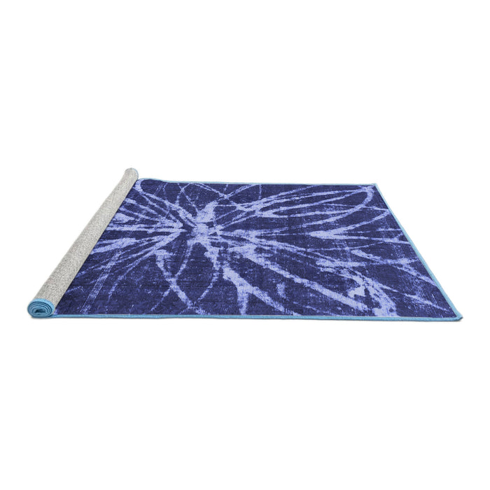 Sideview of Machine Washable Abstract Blue Modern Rug, wshabs1112blu
