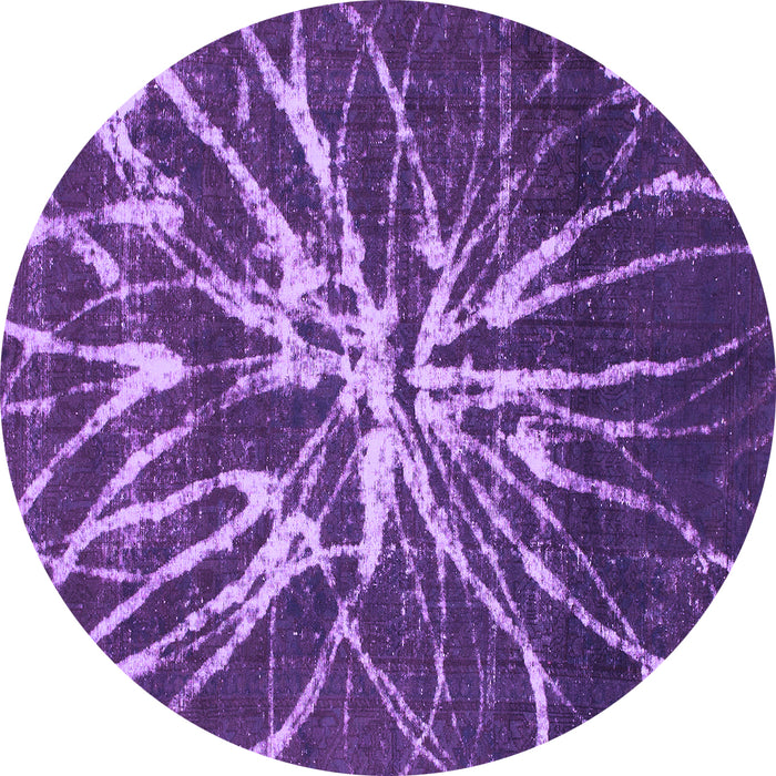 Round Abstract Purple Modern Rug, abs1112pur