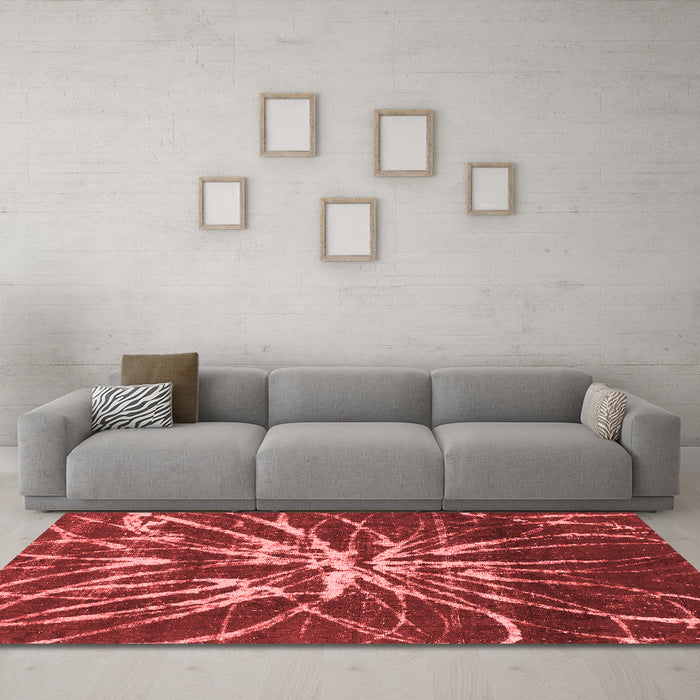 Modern Red Washable Rugs