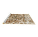 Sideview of Machine Washable Abstract Deep Peach Orange Rug, wshabs1113