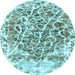 Round Abstract Light Blue Modern Rug, abs1113lblu