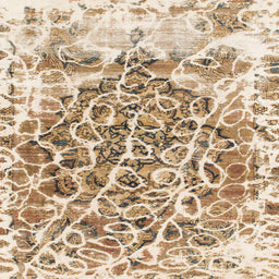 Round Abstract Deep Peach Orange Modern Rug, abs1113