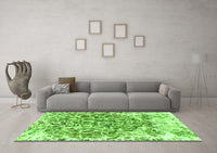 Machine Washable Abstract Green Modern Rug, wshabs1113grn