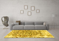 Machine Washable Abstract Yellow Modern Rug, wshabs1113yw