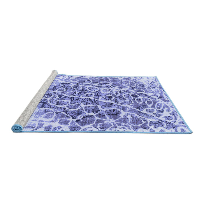 Sideview of Machine Washable Abstract Blue Modern Rug, wshabs1113blu