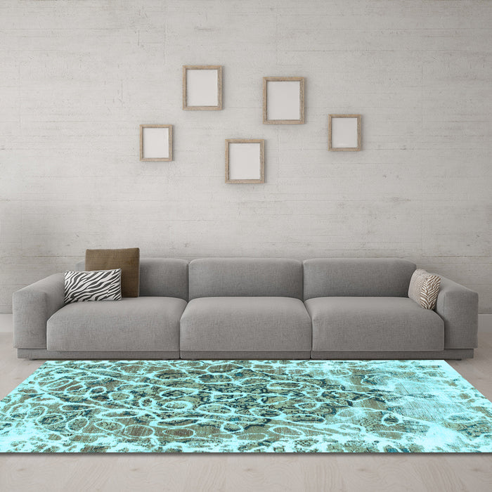 Machine Washable Abstract Light Blue Modern Rug in a Living Room, wshabs1113lblu