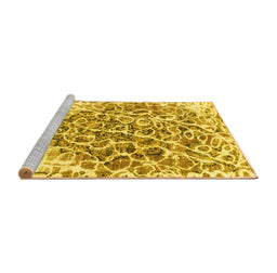 Sideview of Machine Washable Abstract Yellow Modern Rug, wshabs1113yw