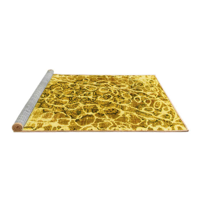 Sideview of Machine Washable Abstract Yellow Modern Rug, wshabs1113yw