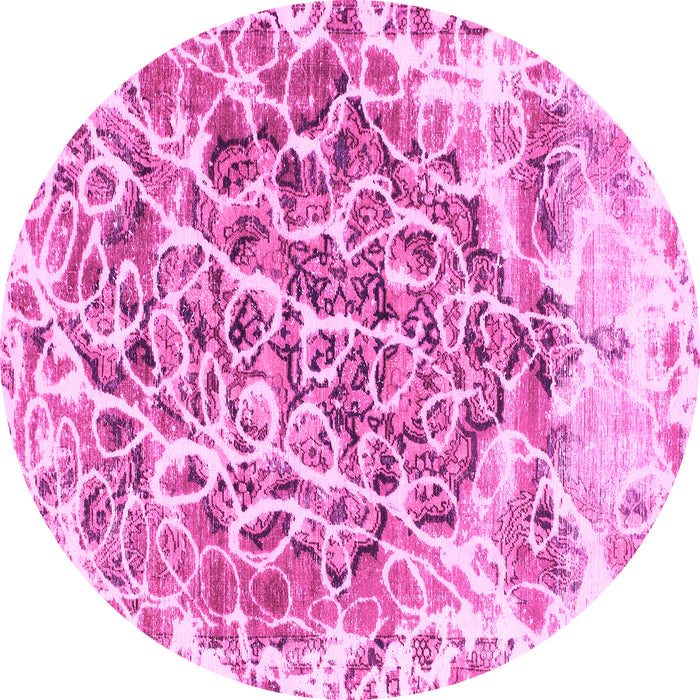 Round Machine Washable Abstract Pink Modern Rug, wshabs1113pnk