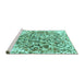 Sideview of Machine Washable Abstract Turquoise Modern Area Rugs, wshabs1113turq