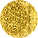 Round Abstract Yellow Modern Rug, abs1113yw