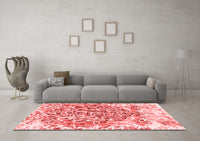 Machine Washable Abstract Red Modern Rug, wshabs1113red