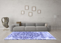 Machine Washable Abstract Blue Modern Rug, wshabs1113blu