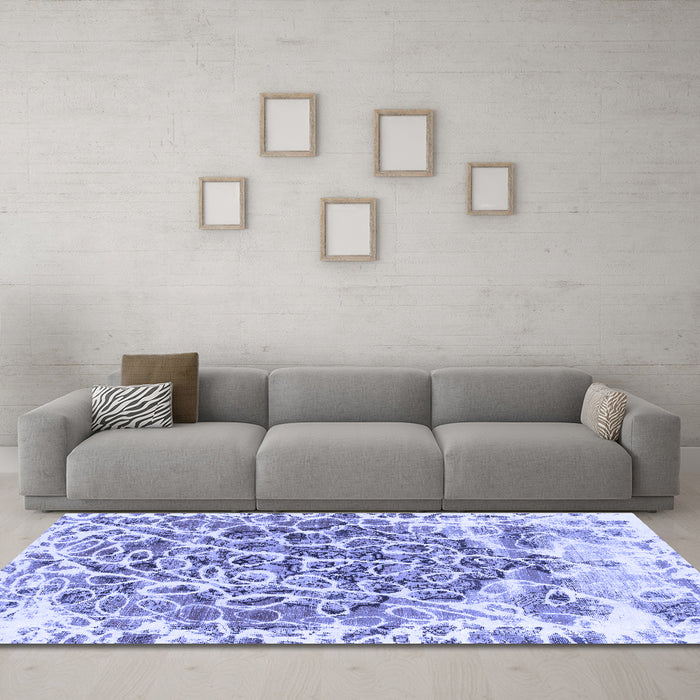 Machine Washable Abstract Blue Modern Rug in a Living Room, wshabs1113blu