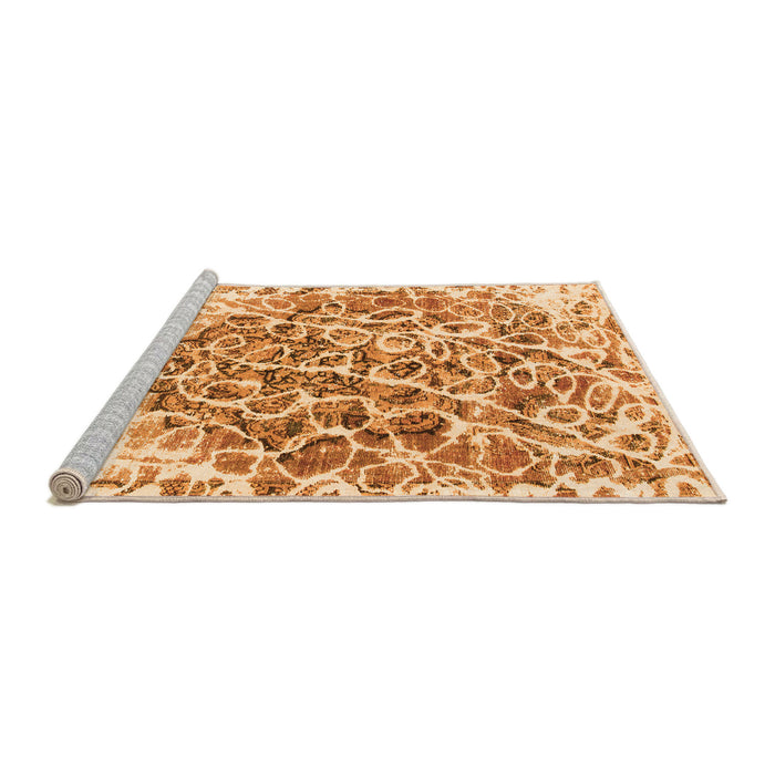 Sideview of Machine Washable Abstract Orange Modern Area Rugs, wshabs1113org