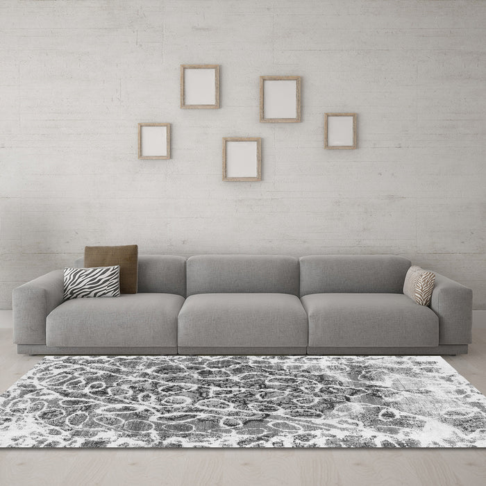 Machine Washable Abstract Gray Modern Rug in a Living Room,, wshabs1113gry