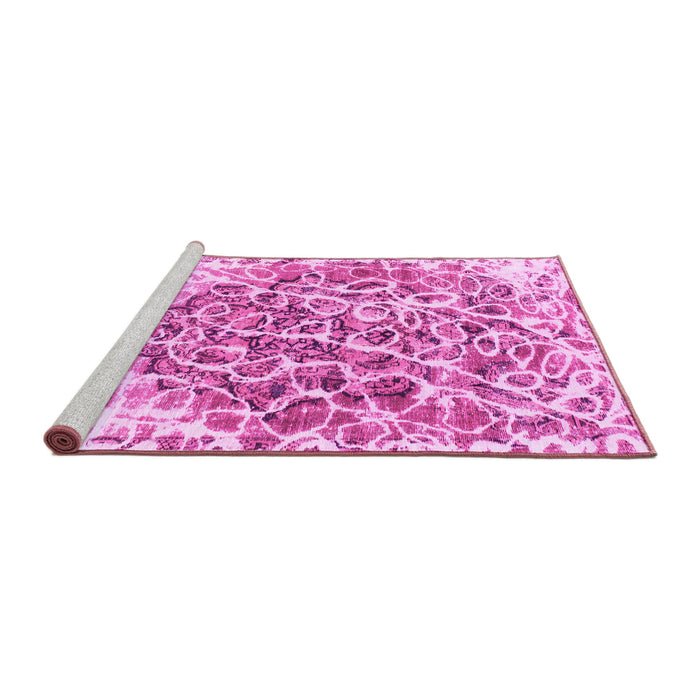 Sideview of Machine Washable Abstract Pink Modern Rug, wshabs1113pnk