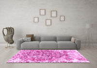 Machine Washable Abstract Pink Modern Rug, wshabs1113pnk