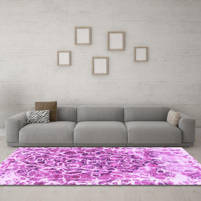 Machine Washable Abstract Purple Modern Area Rugs in a Living Room, wshabs1113pur